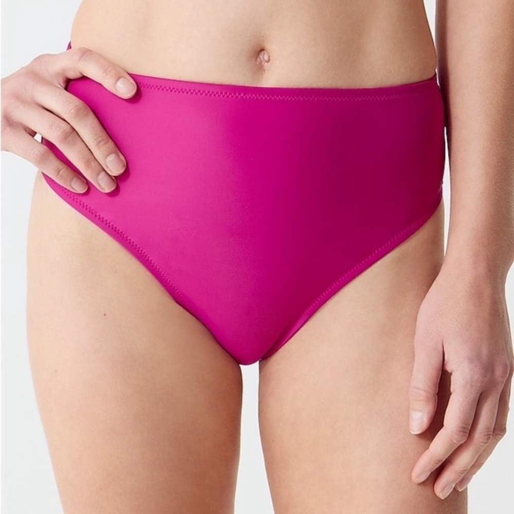 J. Crew Fuchsia Hot Pink High Rise Bikini Bottom Women’s Size XS Small Medium